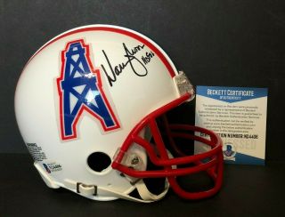 Warren Moon Signed Houston Oilers Football Mini - Helmet " Hof 06 " Bas N24408