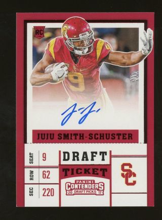 2017 Contenders Draft Ticket Red Foil Juju Smith - Schuster Rc Rookie Auto
