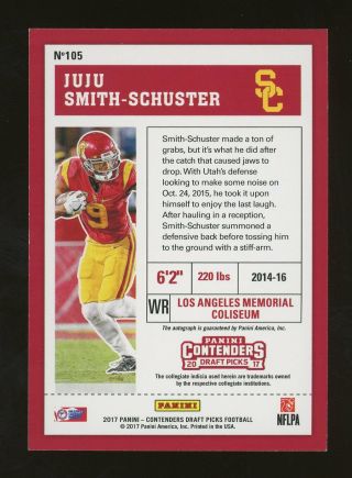 2017 Contenders Draft Ticket Red Foil Juju Smith - Schuster RC Rookie AUTO 2