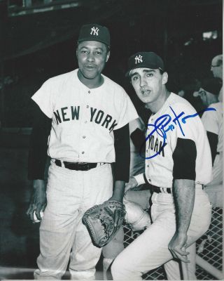 Ny Yankees Joe Pepitone Autographed 8x10 Photo With Catcher Elston Howard