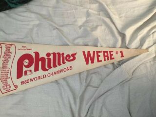 1980 Vintage Philadelphia Phillies World Champions Team Pennant We’re 1 Flag