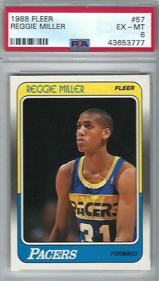 1988 Fleer Reggie Miller Rookie 57 Psa 6 Ex - Mt Indiana Pacers