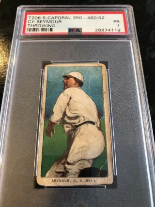 1909 - 11 T206 Sweet Caporal 350 - 460 / 42 - Cy Seymour Throwing - Psa 1
