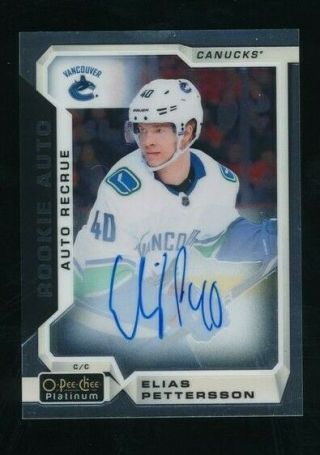 2018 - 19 Ud O - Pee - Chee Opc Platinum Elias Pettersson Rc Rookie On - Card Auto R - Ep