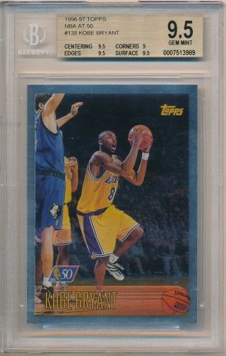Kobe Bryant 1996/97 Topps 138 Rookie Nba At 50 Foil Lakers Sp Bgs 9.  5 Gem