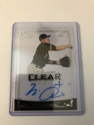 Nick Madrigal 2018 Leaf Trinity On Card Auto Clear Silver /5 White Sox Prospect