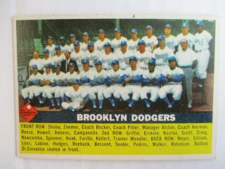 1956 Topps Baseball Card 166 Brooklyn Dodgers Team