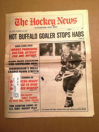 The Hockey News,  Mar 18,  1977,  Vol 30 No 24,  44p: Gordie Howe,  Houston On Cover