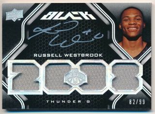 Russell Westbrook 2008/09 Ud Black Rc Rookie Autograph Quad Jersey Auto Sp /99