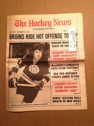 The Hockey News,  Nov 26,  1976,  Vol 30 No 8,  40p: Mcnab On Cover,  Macleish Comebk