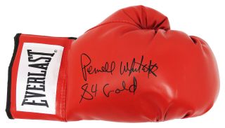 Pernell Whitaker Signed Everlast Red Boxing Glove W/84 Olympic Gold - Schwartz