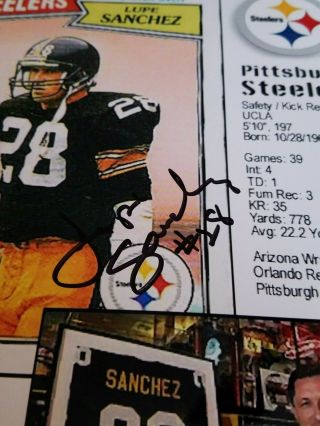 Lupe Sanchez AUTOGRAPHED 8x10 photo - Pittsburgh Steelers 2