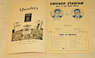 1960 - 61 Season Champions Chicago Black Hawks vs Detroit Red Wings Program 4