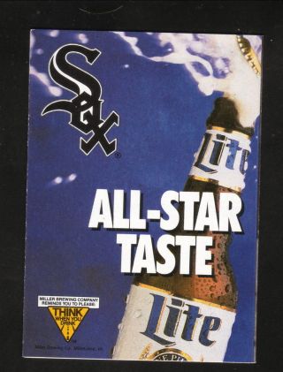 Carlton Fisk - - 1993 Chicago White Sox Pocket Schedule - - Miller Lite 2