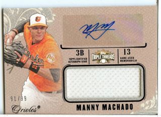 Manny Machado 2014 Topps Triple Threads Unity Autograph Jumbo Relics /99 Ag25