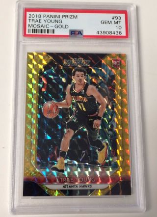2018 - 19 Prizm Mosaic Trae Young Rookie Gold Refractor /10 Psa 10 Pop 1