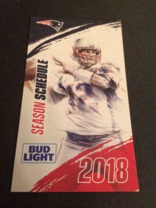 2018 England Patriots Football Pocket Schedule Bud Lite Version Tom Brady