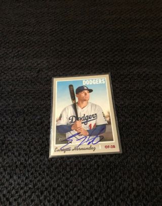 Enrique Hernandez Hand Signed Los Angeles Dodgers Baseball Card