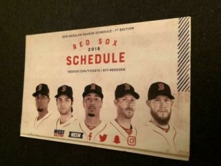 2018 Boston Red Sox Baseball Pocket Schedule First Edition Hoods Version