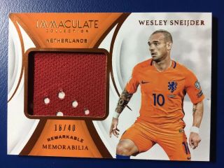 Wesley Sneijder 2018 - 19 Panini Immaculate Remarkable Memorabilia D 18/40
