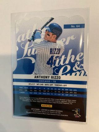 2019 Leather And Lumber Anthony Rizzo /25 Chicago Cubs 2