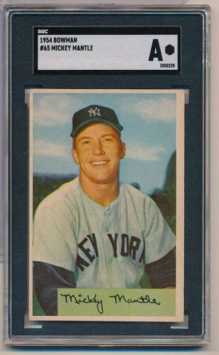 1954 Bowman Mickey Mantle 65 Sgc Authentic Yankees All Star Hof P1637
