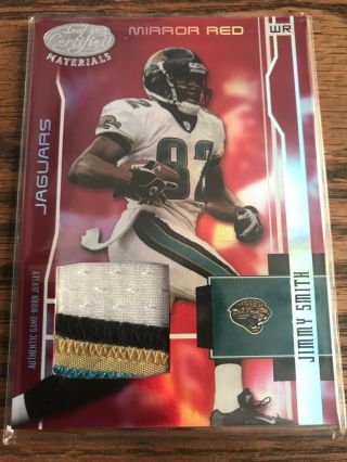 Jimmy Smith 2003 Leaf Certified Mirror Red Game Jersey 130/150 Patch Jaguars