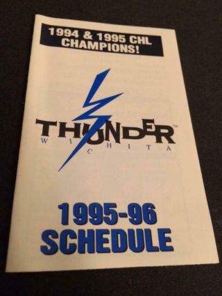 1995 - 96 Wichita Thunder Chl Hockey Pocket Schedule 