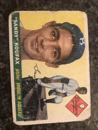 1955 Topps Sandy Koufax Brooklyn Dodgers 123 Baseball Rookie Card F - Poor