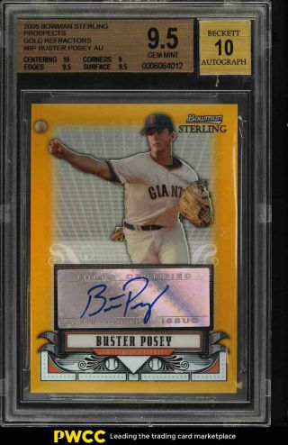 2008 Bowman Sterling Gold Refractor Buster Posey Rookie Auto /50 Bgs 9.  5 (pwcc)