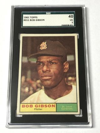 Bob Gibson 1961 Topps Baseball Sgc 40 Vg3 St.  Louis Cardinals