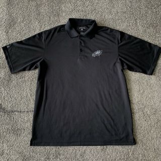 Antigua Nfl Philadelphia Eagles Football Black Polo Shirt Mens Large