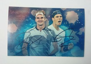 Roger Federer And Rafael Nadal Hand Signed Authentic Autographed Photo