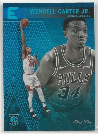 2018 - 19 Wendell Carter Jr.  Panini Chronicles Elements 1/1 Teal Rc Parallel