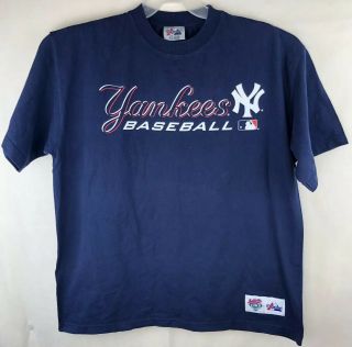 Men’s York Yankees Blue T - Shirt Mlb Size Xl Majestic Authentic Baseball