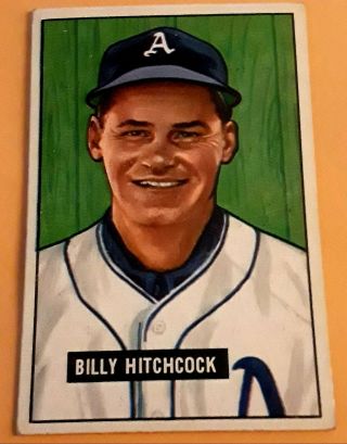 1951 Bowman 191 Billy Hitchcock Rc Ex - Mt,  - Nm Philadelphia Athletics