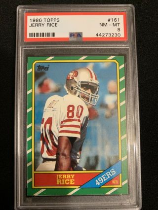 1986 Topps 161 Jerry Rice Rookie Card Psa 8 Nm - Mt 49ers