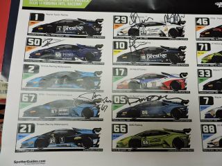 Lamborghini Trofeo 2018 SIGNED Poster VIR IMSA Sportscar Racing 3