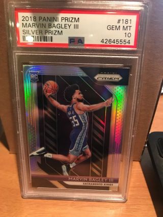 2018 Panini Prizm Marvin Bagley Iii Silver Rookie Refractor Psa 10 Rc