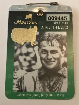 2002 Masters Augusta National Golf Club Badge Ticket Tiger Woods Wins Pga