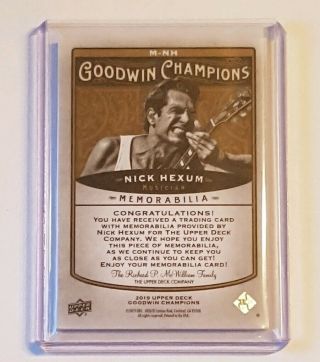 2019 UD Goodwin Champions Nick Hexum (311) Premium Memorabilia 12/50 3