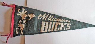 Vintage 1960s 1970s Nba Milwaukee Bucks Basketball Pennant