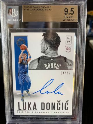 2018 - 19 Encased Luka Doncic Auto/rookie 4/75 Bgs 9.  5/10 " Scripted Signatures "