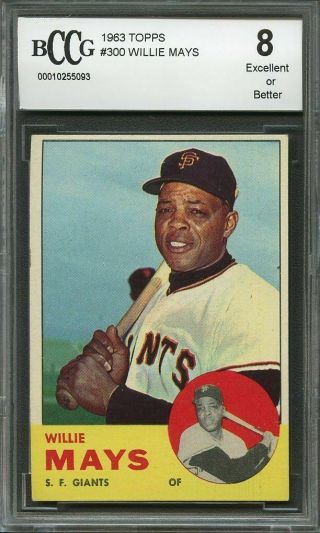 1963 Topps 300 Willie Mays San Francisco Giants Bgs Bccg 8