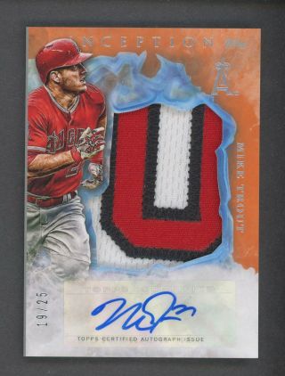 2017 Topps Inception Orange Mike Trout Angels Jumbo 3 - Color Patch Auto /25
