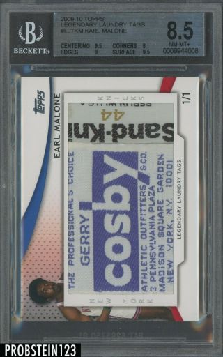 2009 - 10 Topps Legendary Earl Malone Game Laundry Tag Patch 1/1 Bgs 8.  5