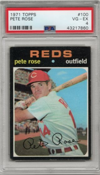 1971 Topps Baseball Card 100 Cincinnati Reds Pete Rose Psa 4 Vg - Ex
