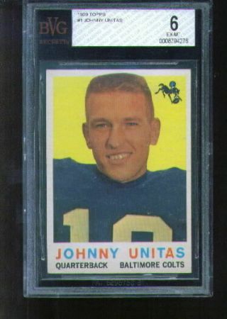 1959 Topps Football 001 Johnny Unitas Bvg 6 Baltimore Colts Hof