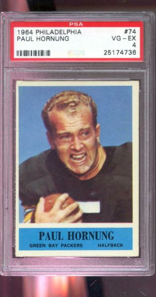 1964 Philadelphia 74 Paul Hornung Green Bay Packers Psa 4 Graded Football Card
