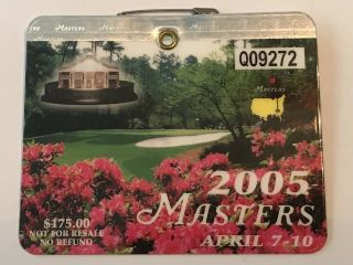 2005 Masters Augusta National Golf Club Badge Ticket Tiger Woods Wins Pga